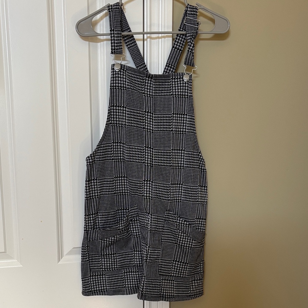 Black and White Plaid Pinafore Dress